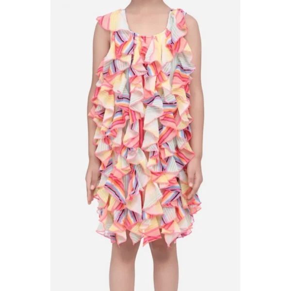 Generic Girl's Chiffon Ruffled Sleeveless Dress (Multicolor)