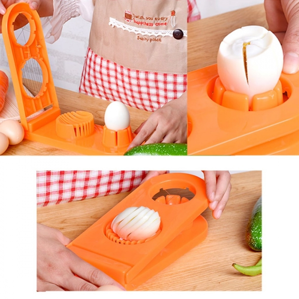 Generic Pack Of_2_2 In 1 Boiled Egg and Mushroom Slicer Cutter Chopper Plastic With Stainless Steel Wired (Color:Assorted) - Image 3