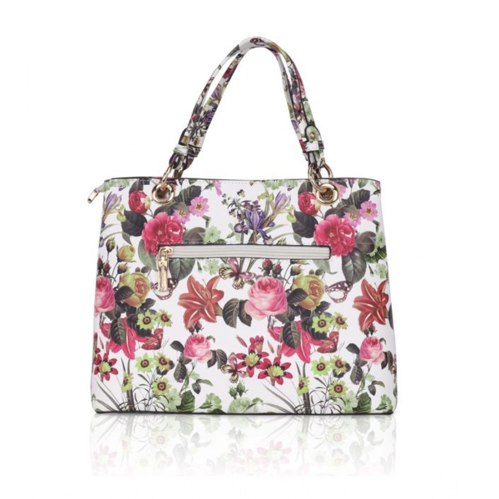 Generic Women's Faux Leather Printed Handheld Bag (White Pink) - Image 4
