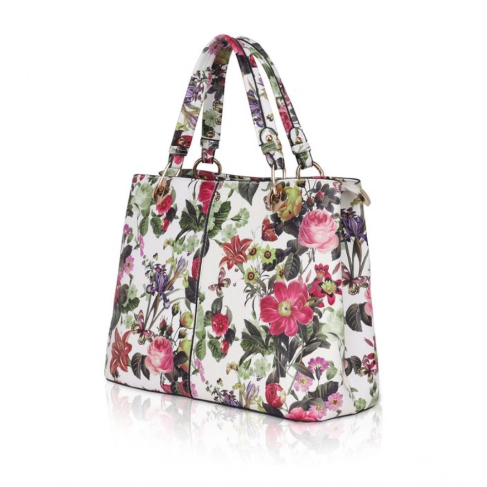 Generic Women's Faux Leather Printed Handheld Bag (White Pink) - Image 2