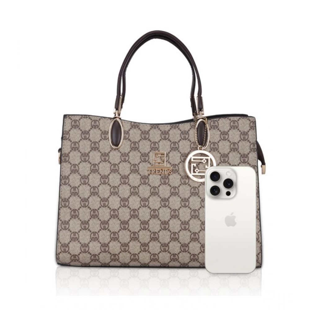 Generic Women's Faux Leather Printed Handbag (Coffee) - Image 5