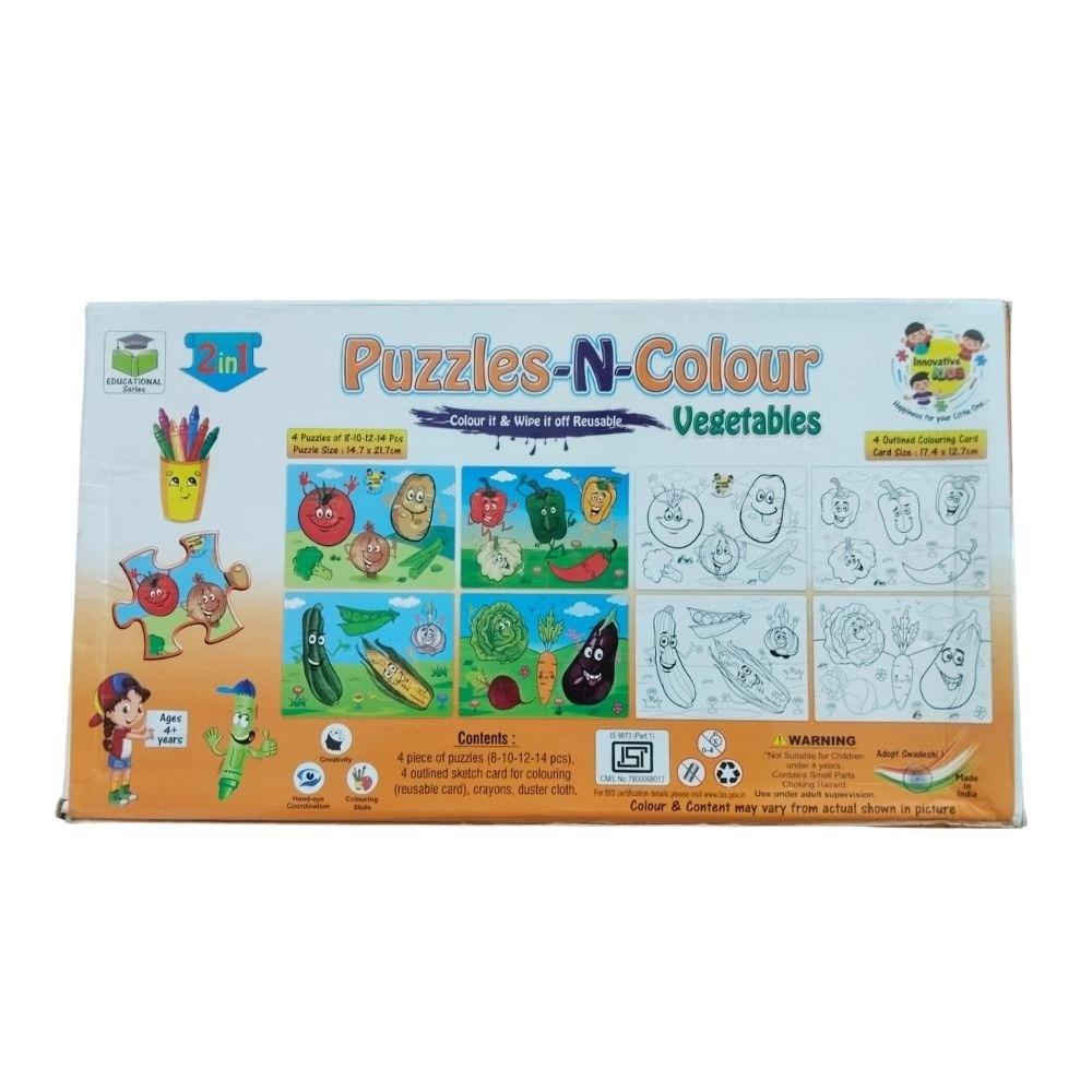 2 In 1 Puzzle & Colors Vegetable | Cardboard | Educational Toys| 3+ Years - Image 2