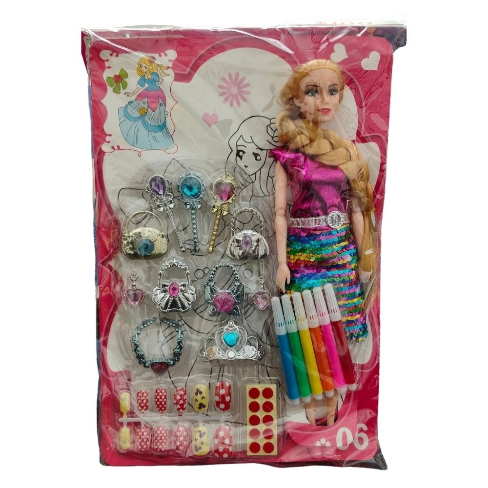Barbie Doll With Jewellery Set | Rubber | Toys| 1+ Years