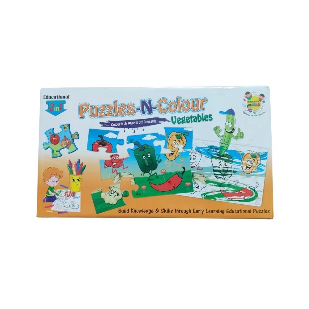 2 In 1 Puzzle & Colors Vegetable | Cardboard | Educational Toys| 3+ Years