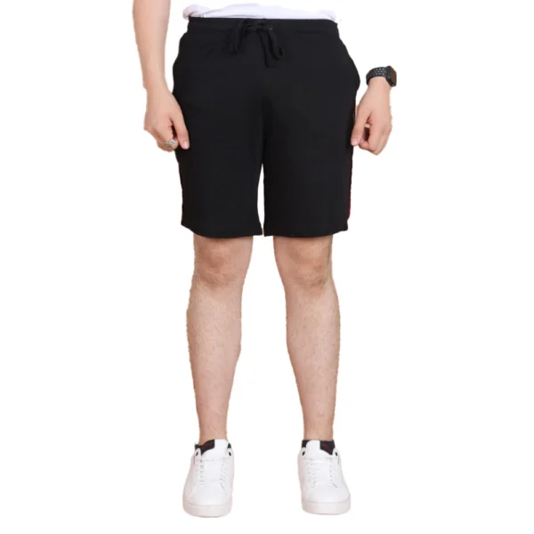 Generic Men's Casual Cotton Striped Above knee Shorts (Black)