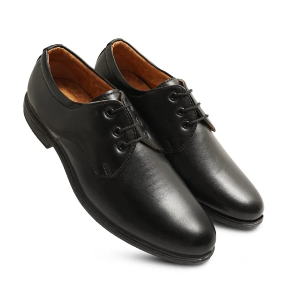 Generic Men's Casual Faux Leather Solid Lace-Up Formal Shoes (Black)