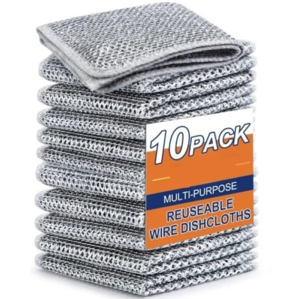 Generic Polyester Two Layer Non Scratch Dish Wash Cloth Pack of 10 (Multicolor)