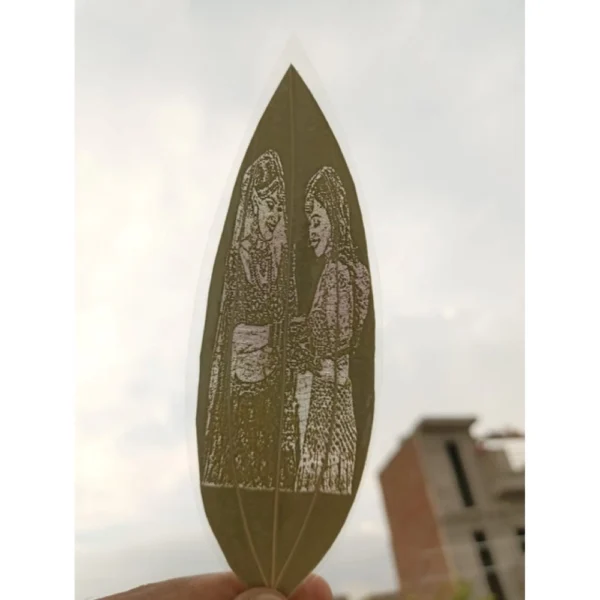 Generic Custom Engraved Leaf Art – Bride And Bridesmaid - Sister Bond Portrait on Natural Leaf