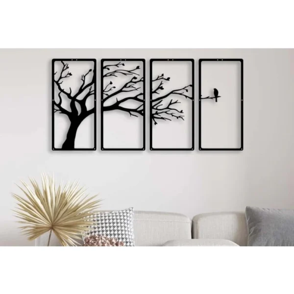 Generic Wooden 3D 4 Pieces Tree Wall Art Panel Frame