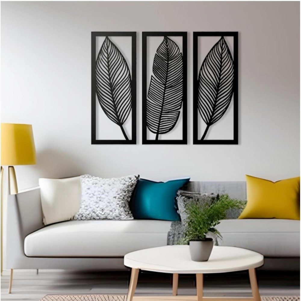 Generic Wooden 3 Pieces Leaf Wall Art Panel Frame for Home Decor - Image 2