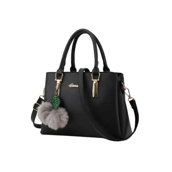 Generic Women's PU Leather Solid Shoulder Zipper Handbag (Black)