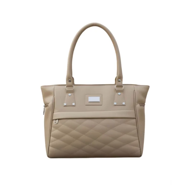 Generic Women's PU Leather Solid Shoulder Zipper Handbag (Beige)
